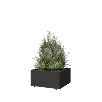 Stål plantekasse - Firkant - 60 x 60 x 30 cm - RAL7016 mat (antracitgrå) - Med bundplade - Med ben
