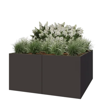 Stål plantekasse XXL - Firkant - 160 x 160 x 80 cm - RAL7016 mat (antracitgrå) - Uden bundplade