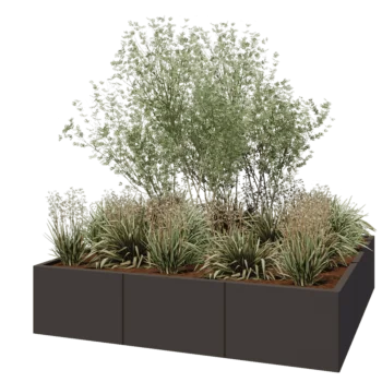 Stål plantekasse XXL - Firkant - 180 x 180 x 40 cm - RAL7016 mat (antracitgrå) - Uden bundplade