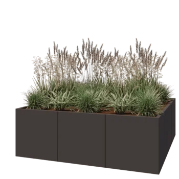 Stål plantekasse XXL - Firkant - 180 x 180 x 60 cm - RAL7016 mat (antracitgrå) - Uden bundplade