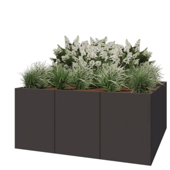 Stål plantekasse XXL - Firkant - 180 x 180 x 80 cm - RAL7016 mat (antracitgrå) - Uden bundplade