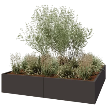 Stål plantekasse XXL - Firkant - 200 x 200 x 40 cm - RAL7016 mat (antracitgrå) - Uden bundplade