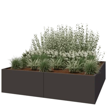 Stål plantekasse XXL - Firkant - 200 x 200 x 50 cm - RAL7016 mat (antracitgrå) - Uden bundplade