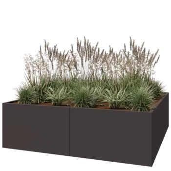 Stål plantekasse XXL - Firkant - 200 x 200 x 60 cm - RAL7016 mat (antracitgrå) - Uden bundplade