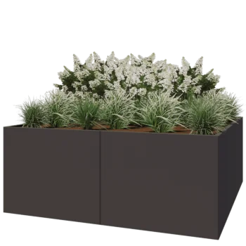 Stål plantekasse XXL - Firkant - 200 x 200 x 80 cm - RAL7016 mat (antracitgrå) - Uden bundplade