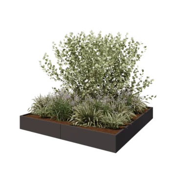 Stål plantekasse XXL - Firkant - 240 x 240 x 30 cm - RAL7016 mat (antracitgrå) - Uden bundplade