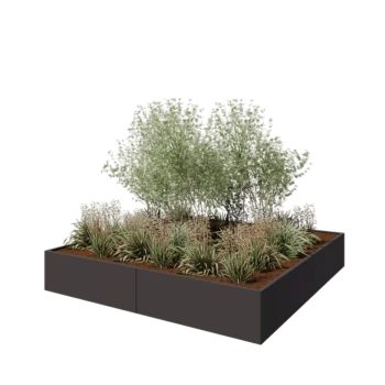 Stål plantekasse XXL - Firkant - 240 x 240 x 40 cm - RAL7016 mat (antracitgrå) - Uden bundplade