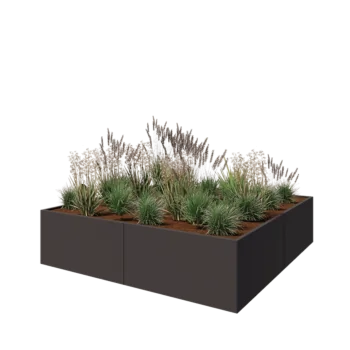 Stål plantekasse XXL - Firkant - 240 x 240 x 60 cm - RAL7016 mat (antracitgrå) - Uden bundplade