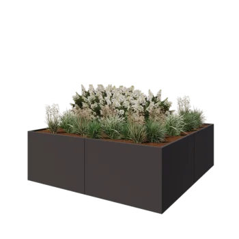 Stål plantekasse XXL - Firkant - 240 x 240 x 80 cm - RAL7016 mat (antracitgrå) - Uden bundplade
