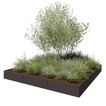 Stål plantekasse XXL - Firkant - 300 x 300 x 30 cm - RAL7016 mat (antracitgrå) - Uden bundplade