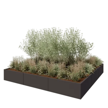 Stål plantekasse XXL - Firkant - 300 x 300 x 40 cm - RAL7016 mat (antracitgrå) - Uden bundplade