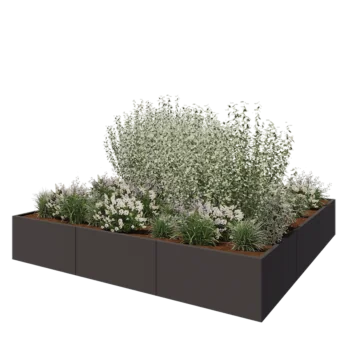 Stål plantekasse XXL - Firkant - 300 x 300 x 50 cm - RAL7016 mat (antracitgrå) - Uden bundplade