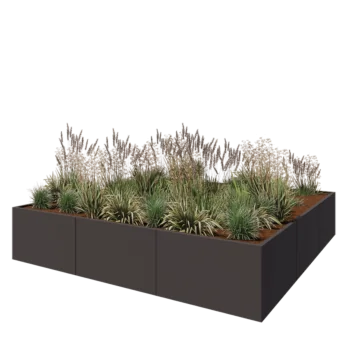 Stål plantekasse XXL - Firkant - 300 x 300 x 60 cm - RAL7016 mat (antracitgrå) - Uden bundplade