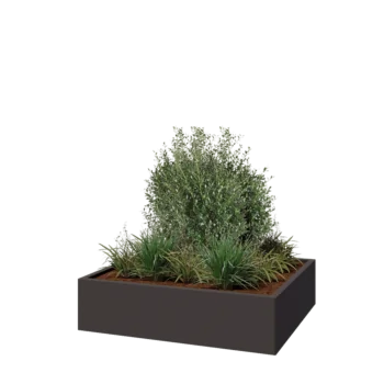 Stål plantekasse - Rektangel - 120 x 100 x 30 cm - RAL7016 mat (antracitgrå) - Med bundplade