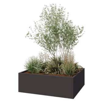 Stål plantekasse - Rektangel - 120 x 100 x 40 cm - RAL7016 mat (antracitgrå) - Uden bundplade