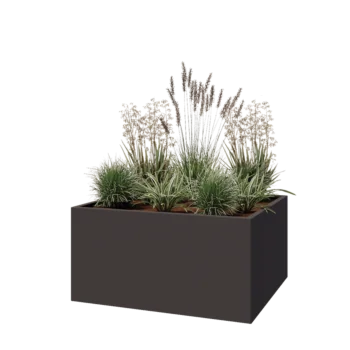 Stål plantekasse - Rektangel - 120 x 100 x 60 cm - RAL7016 mat (antracitgrå) - Med bundplade