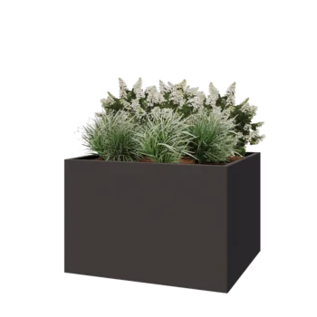 Stål plantekasse - Rektangel - 120 x 100 x 80 cm - RAL7016 mat (antracitgrå) - Med bundplade