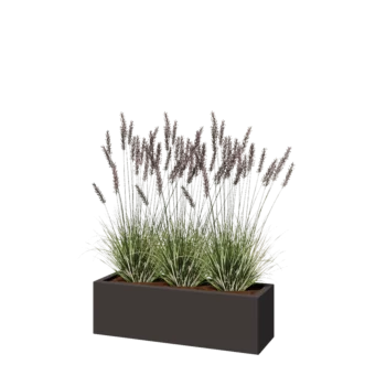 Stål plantekasse - Rektangel - 100 x 30 x 30 cm - RAL7016 mat (antracitgrå) - Med bundplade