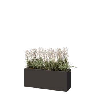 Stål plantekasse - Rektangel - 100 x 30 x 40 cm - RAL7016 mat (antracitgrå) - Med bundplade