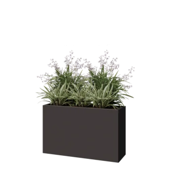 Stål plantekasse - Rektangel - 100 x 30 x 60 cm - RAL7016 mat (antracitgrå) - Med bundplade