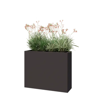 Stål plantekasse - Rektangel - 100 x 30 x 80 cm - RAL7016 mat (antracitgrå) - Med bundplade