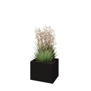 Stål plantekasse - Rektangel - 40 x 30 x 30 cm - RAL9005 mat (sort) - Med bundplade