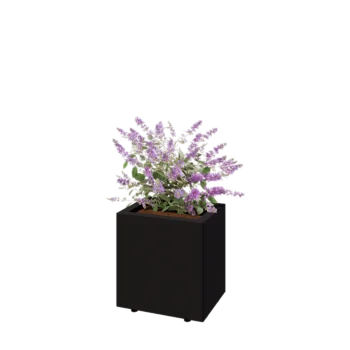 Stål plantekasse - Rektangel - 40 x 30 x 40 cm - RAL9005 mat (sort) - Med bundplade - Med ben