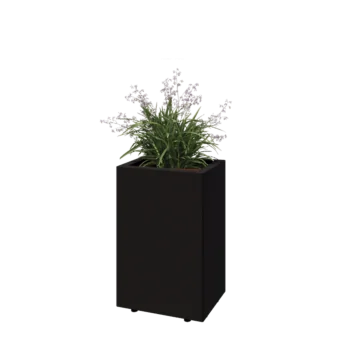 Stål plantekasse - Rektangel - 40 x 30 x 60 cm - RAL9005 mat (sort) - Med bundplade - Med ben