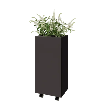 Stål plantekasse - Rektangel - 40 x 30 x 80 cm - Andre RAL-farve - Med bundplade - Met hjul