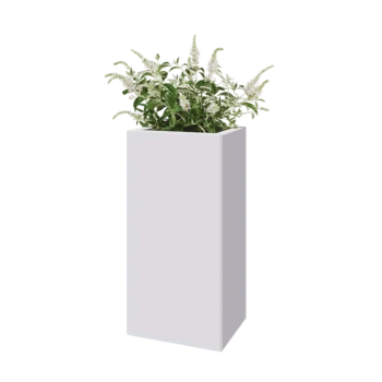 Stål plantekasse - Rektangel - 40 x 30 x 80 cm - RAL9010 mat (hvid) - Uden bundplade