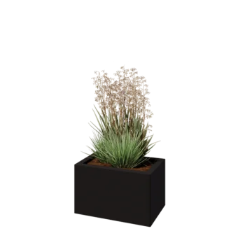 Stål plantekasse - Rektangel - 50 x 30 x 30 cm - RAL9005 mat (sort) - Med bundplade