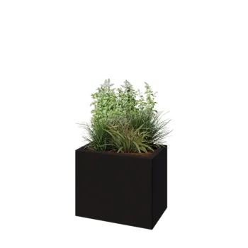 Stål plantekasse - Rektangel - 50 x 30 x 40 cm - RAL9005 mat (sort) - Uden bundplade