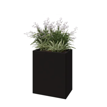Stål plantekasse - Rektangel - 50 x 30 x 60 cm - RAL9005 mat (sort) - Uden bundplade