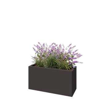 Stål plantekasse - Rektangel - 80 x 30 x 40 cm - RAL7016 mat (antracitgrå) - Med bundplade