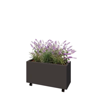 Stål plantekasse - Rektangel - 80 x 30 x 40 cm - Andre RAL-farve - Med bundplade - Met hjul