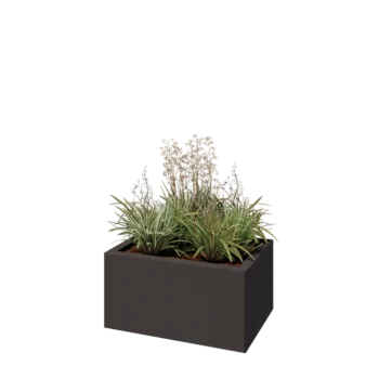 Stål plantekasse - Rektangel - 60 x 40 x 30 cm - RAL7016 mat (antracitgrå) - Med bundplade