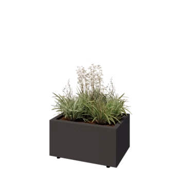 Stål plantekasse - Rektangel - 60 x 40 x 30 cm - RAL7016 mat (antracitgrå) - Med bundplade - Med ben