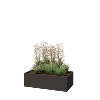 Stål plantekasse - Rektangel - 100 x 50 x 30 cm - RAL7016 mat (antracitgrå) - Uden bundplade
