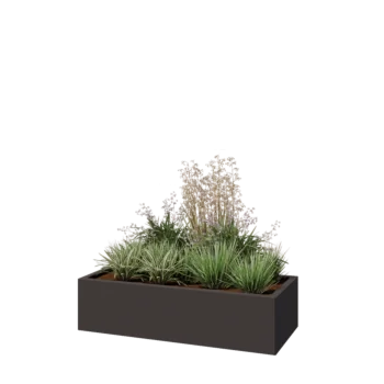 Stål plantekasse - Rektangel - 120 x 50 x 30 cm - RAL7016 mat (antracitgrå) - Med bundplade