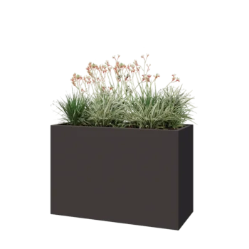 Stål plantekasse - Rektangel - 120 x 50 x 80 cm - RAL7016 mat (antracitgrå) - Med bundplade