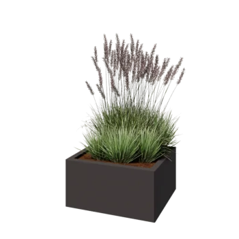 Stål plantekasse - Rektangel - 60 x 50 x 30 cm - RAL7016 mat (antracitgrå) - Med bundplade