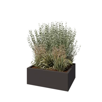 Stål plantekasse - Rektangel - 80 x 60 x 30 cm - RAL7016 mat (antracitgrå) - Med bundplade