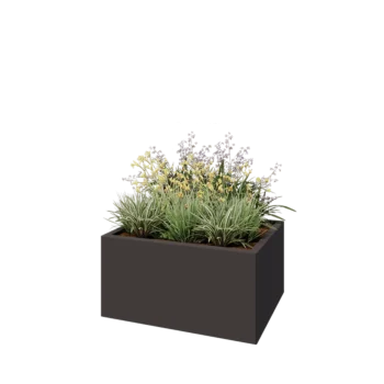 Stål plantekasse - Rektangel - 80 x 60 x 40 cm - RAL7016 mat (antracitgrå) - Med bundplade