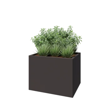 Stål plantekasse - Rektangel - 80 x 60 x 60 cm - RAL7016 mat (antracitgrå) - Med bundplade