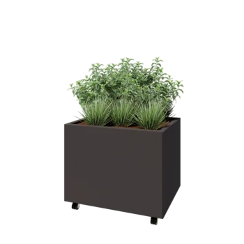 Stål plantekasse - Rektangel - 80 x 60 x 60 cm - Andre RAL-farve - Med bundplade - Met hjul