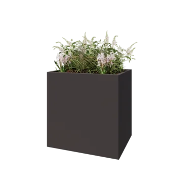 Stål plantekasse - Rektangel - 80 x 60 x 80 cm - RAL7016 mat (antracitgrå) - Med bundplade