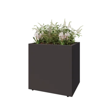 Stål plantekasse - Rektangel - 80 x 60 x 80 cm - RAL7016 mat (antracitgrå) - Med bundplade - Med ben