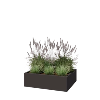 Stål plantekasse - Rektangel - 100 x 80 x 30 cm - RAL7016 mat (antracitgrå) - Uden bundplade