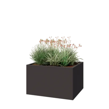 Stål plantekasse - Rektangel - 100 x 80 x 60 cm - RAL7016 mat (antracitgrå) - Med bundplade