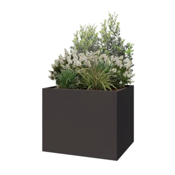 Stål plantekasse - Rektangel - 100 x 80 x 80 cm - RAL7016 mat (antracitgrå) - Med bundplade